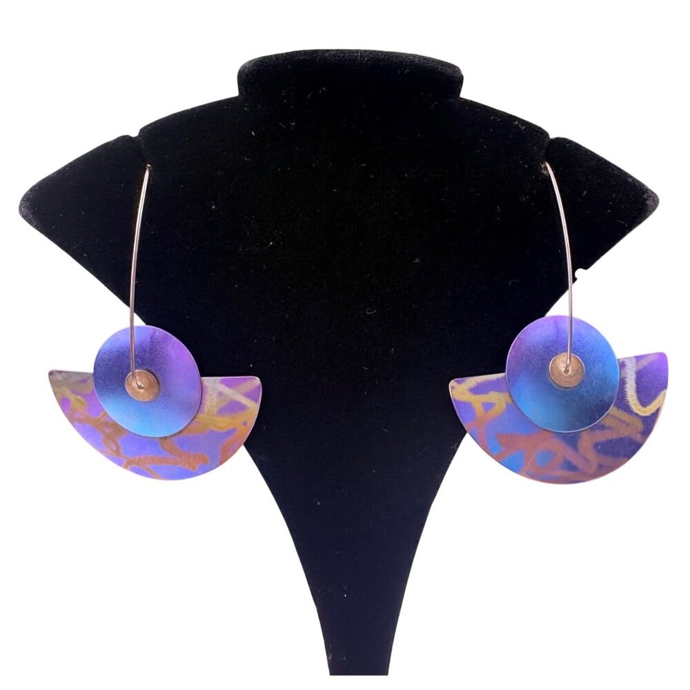 Unknown Unisex Purple/Blue Mixed-Metal Colorful Modern Statement Earrings